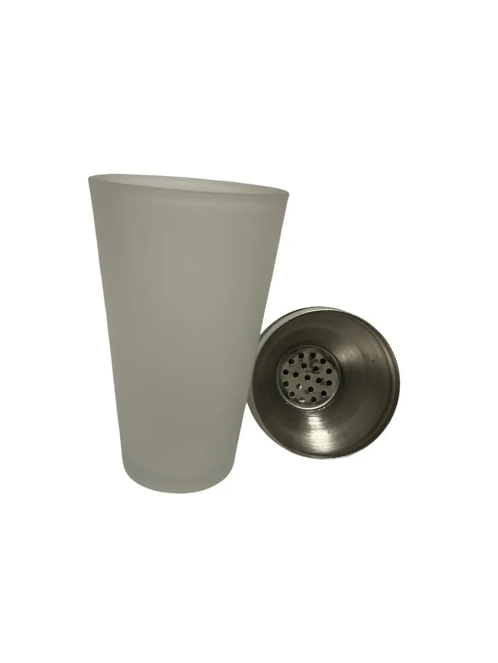 Grey Goose Frosted Glass Cocktail Shaker Stainless Steel Lid Barware Mixer‎